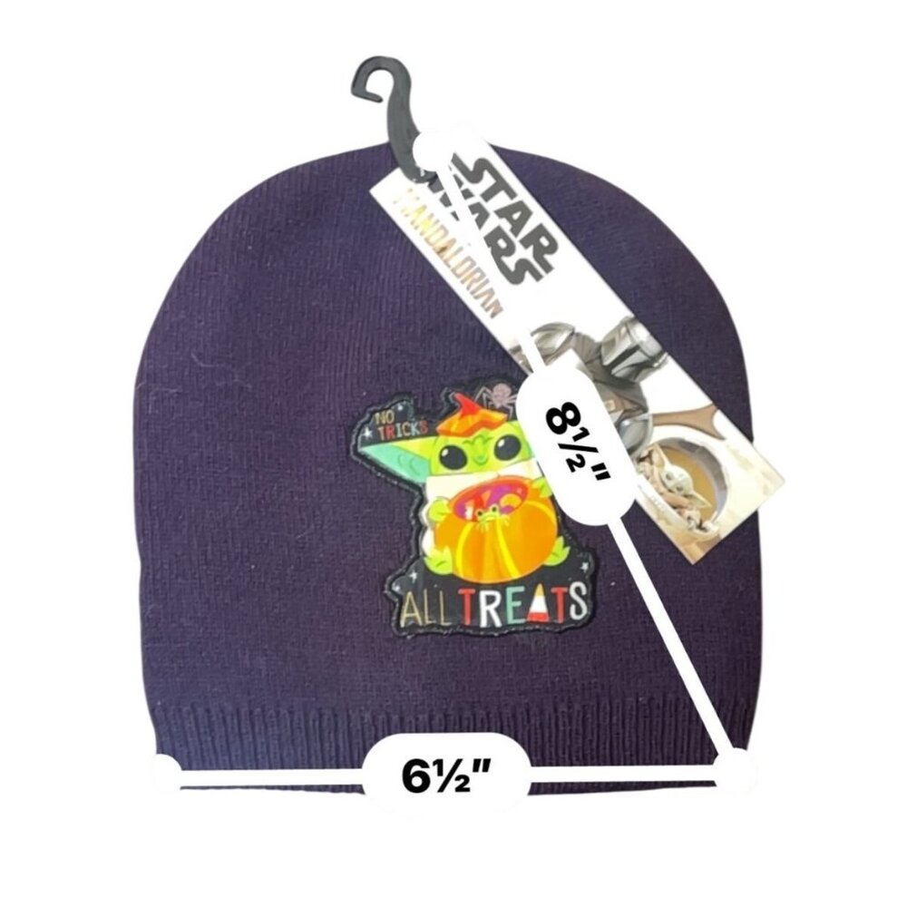 Star Wars Grogu Baby Yoda Knit Beanie NWT Purple Mandalorian All Treats Hat S/M - Picture 5 of 5